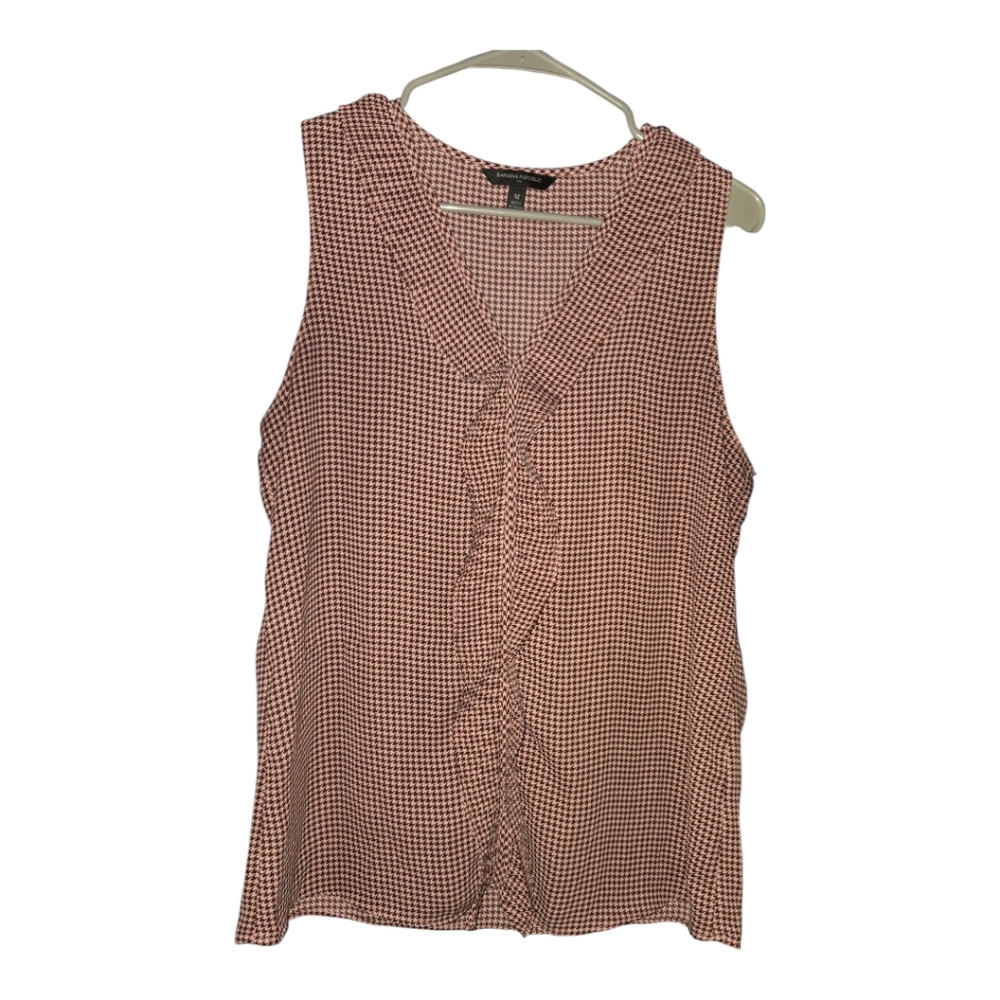 Burgandy Gingham Sleeveless Top Banana Republic Size Medium